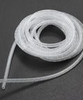 7mm ID 8mm OD Spiral Cable Wrap Tube 12 Meter Roll Transparent White, coiled on dark background