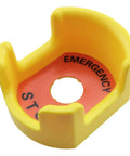 Bright yellow 22mm plastic emergency stop button protective cover, large yellow shield against activation, 81x65.5x39mm