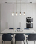Modern Farmhouse Dining Room Chandelier With 4 Lights For Kitchen Island, Nickel Finish, adjustable height over table
