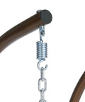 Close-up of metal chain and spring on Double Swing Egg Chair With Stand For Patio And Balcony, Two Person Cozy Rattan Wicker Hanging Basket Chair