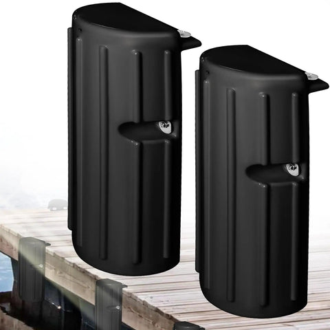 Boat Dock Bumpers For Edge And Side Protection, Heavy Duty Marine Fender Guard With Durable Construction, Vertical Dock Safety Shield, 2 Pack Black