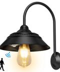 Dope Solar Barn Lights Outdoor Motion Sensor Sconces With 3 Modes Rustic Farmhouse Wall Mount Lights in warm white, curved black design