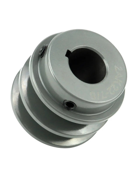 Double Groove V Belt Pulley 2.20 Inch Outer Diameter For 7/8 Inch Shaft Fixed Bore Cast Iron Sheave 2 Grooves Keyway 3/16 Inch For A 3L And 4L Belts