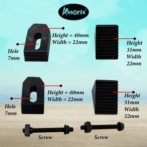 M6 Clamp Kit Set For 3 Inch And 4 Inch Rotary Tables, showing step blocks and screws with measurements, secure mount system.