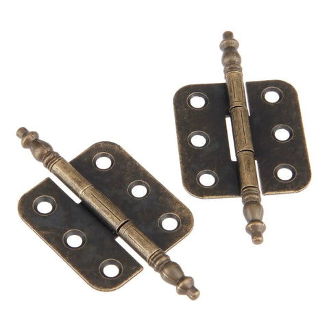 Two Pack Antique Crown Head Door Cabinet Hinges 6 Holes Jewelry Box Drawer Cupboard Decorative Furniture Hardware 70x35mm