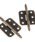 Two Pack Antique Crown Head Door And Cabinet Hinges 6 Hole 70x35mm Decorative Hardware For Jewelry Boxes Drawers Cupboards Vintage Furniture Restoration