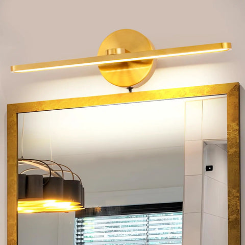 Plug In LED Wall Lamps For Vanity And Mirror, 16 Inch Modern Brass Indoor Wall Lighting Fixtures over bathroom mirror