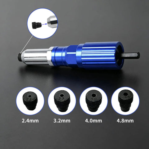 Dress Up That Hand Drill With This Slick Rivet Tool Adapter Kit And Get Ready To Crush Aluminum Or Wood Projects Fast With Heavy Duty Metal Bits That Fit Your Electric Gear Perfectly Without Any Hassle whatsoever, 2.4-4.8mm bits
