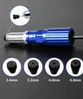 Handy Electric Drill Riveting Attachment That Turns Your Power Tool Into A Serious Riveter With High Carbon Steel Build And 4 Sizes For Aluminum Or Stainless Steal Jobs Fast, 2.4mm-4.8mm bits
