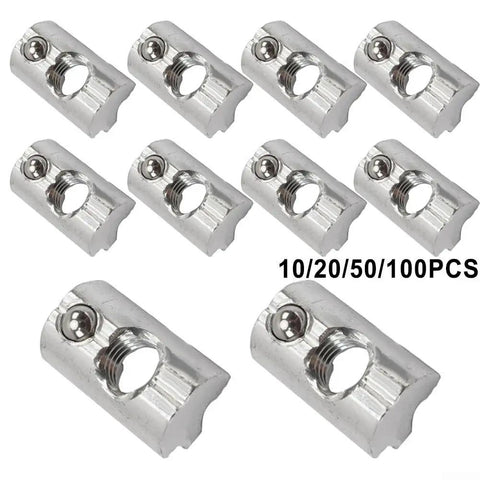 Kickass Aluminum Sliding Blocks with a Stainless Steel Spring Ball Swivel, M8 T-Nut array for solar panel racks, pack of 10 pieces.