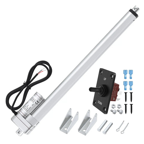 Beefy 12V Linear Actuator 660lbs Load With 18 Inch Stroke And 5mm Per Second Speed Waterproof Heavy Duty Motion Actuator With Controller, components shown