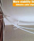 All In One Cable Zip Tie Mount Kit in use with white cables secured by zip ties and bases on a wall for strong installation.