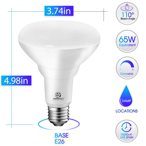 BR30 LED Recessed Light Bulbs 65W Equivalent Dimmable Warm White 3000K Indoor Flood Lights For Recessed Cans Six Pack