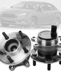 2-Piece Rear Wheel Hub And Bearing Assembly Set For 2012-2018 Focus Without Active Park Assist, 5-Lug With Magnetic ABS Encoder