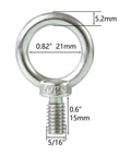 Beefed Up 5/16 Inch UNC Shoulder Eye Bolts Stainless Steel 316 Marine Grade Lifting Eye Bolts Set Of 4 With 220 Lb WLL