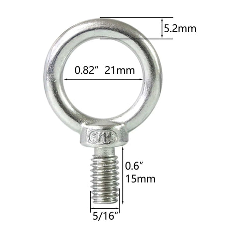 Beefed Up 5/16 Inch UNC Shoulder Eye Bolts Stainless Steel 316 Marine Grade Lifting Eye Bolts Set Of 4 With 220 Lb WLL