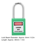 Tough As Nails 38 Mm Padlock Lockout Tagout Kit With Five Insulated Locks Ten Keys And Writable Tags To Secure Machines Prevent Unwanted Starts In Extreme Temps Ideal For Shop Floors Or Repair Crews Wanting Durable Industrial Safety Gear Top Pick. Green 38mm plastic lockout padlock with steel shackle and DANGER label