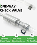 Universal Brake Bleeder Hose Kit With One Way Check Valve for Cars and Motorcycles close-up of check valve with arrow indicator