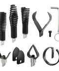 9 Pcs Drain Snake Drill Attachment Kit includes various heavy-duty root cutter heads for effective sewer line cleaning.