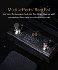 Dual Footswitch Pedal For Guitar Effects Rig Gear Momentary 2-Way Foot Switch Controller With 6.35mm TRS Jack shown on dark surface.