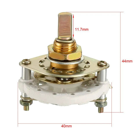 1 Pole 4 Position Rotary Switch With Knob, 5 Pins, 1 Deck Band Selector, Mount Hole 9.7mm, Shaft 6mm, Shaft Length 11.7mm, Includes Mount Nut