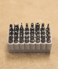 Tamperproof Bit Set 32 Piece Magnetic Driver Bits Kit With TORX Hex Spanner Tri Wing TORQ And More Durable Heat Treated Steel Bits With PVC Storage Block For Easy Access And Organization, gray PVC block