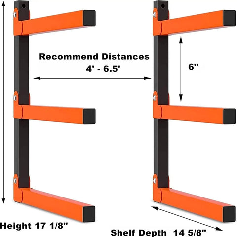 Overhead Wall Mount Lumber Rack For Garage And Woodworking Shop Heavy Duty Wood Storage Shelf dimensions and spacing guide