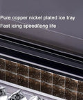 Totally Portable Countertop Ice Cube Maker With Zero Hassle Production That Whips Up A Fast 24 Piece Batch For Keeping Drinks Iced All Day Solid Food Grade Abs Housing Super Easy Setup Perfect For Home Bar with pure copper nickel plated ice tray.