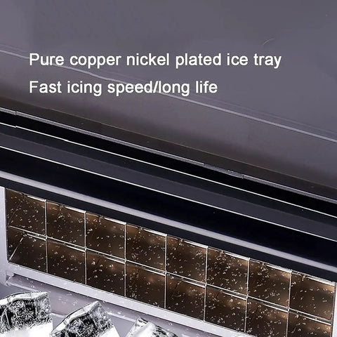 Totally Portable Countertop Ice Cube Maker With Zero Hassle Production That Whips Up A Fast 24 Piece Batch For Keeping Drinks Iced All Day Solid Food Grade Abs Housing Super Easy Setup Perfect For Home Bar with pure copper nickel plated ice tray.