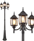 Outdoor Black Three Headed Post Light For Patio Ideal For Porch Or Garden Weather Resistant Aluminum Lantern E26 Base