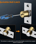 Magnetic Closet Door Catch 2 Pack, Adjustable Ball Latches with screwdriver, silver and gold finish