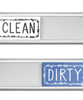 Dishwasher Clean Dirty Magnet Sign With Slide Tab, Strong Magnetic, Scratch Free Durable Status Label showing clean and dirty sides.