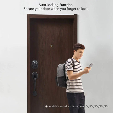 Oil Rubbed Bronze Front Door Lock Set With Keyless Entry And Handle Electronic Keypad Deadbolt Smart Lock with auto-lock feature