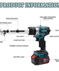 High Performance 18V Electric Wire Stripper And Cable Peeler Machine With Rechargeable Battery, features labeled for easy understanding.