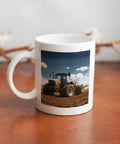 Fantasy Farm Tractor Ceramic Coffee Mug With Large Easy Grip Handle featuring farm tractor design, sublimation ready, for homes and cafes.