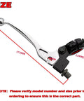 Seven Eighths Inch Folding Left Clutch Lever For Dirt Bikes Universal Handlebar Fit Works With XR80 XR100 XR200 SSR 125cc Coolster Roketa Baja Pit Bikes And More Silver size illustration with measurements