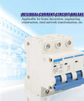 Three Pole 63 Amp Miniature Circuit Breaker For 220 To 380V AC 4500A Breaking Capacity Built Tough DIN Rail Mounted RCCB DZ47 63 Model ID Reliable Power Safety Switch