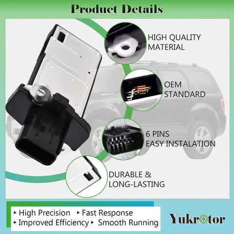 Close-up of Plug And Play Mass Air Flow Sensor MAF For Ford 2004 2010 with focus on connectors and metal housing.