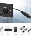 XLR Female To Female Panel Mount Cable Connector With 13.8 Inch Short Cable on soundbox setup, highlighting 3 pin audio socket