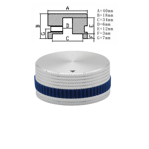 Heavy Duty Volume Control Knobs 3 Pack Butter Smooth Twist Solid Aluminum Potentiometer with blue rubber grip and precision bore.