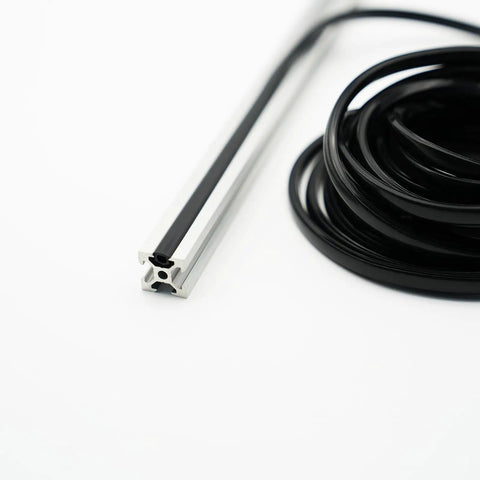 Five Meter Dust Protection Soft Cover Seal Strip For 20 Series Aluminum Profiles With 6mm Slot Durable Shield Guard To Cut Dust And Wear Slash Collisions And Keep Industrial Machines Running Smooth Clean And Efficient. 5M black soft cover on 20 series aluminum profile, 6mm slot
