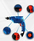 Heavy Duty Lithium Hammer Drill And Driver Set Packing Badass Torque With Smooth Variable Speed And Reversible Action detailed view of controls and features.