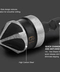 Close-up of countersink drill bit with 1/4-inch hex shank, five-flute head, high-carbon steel