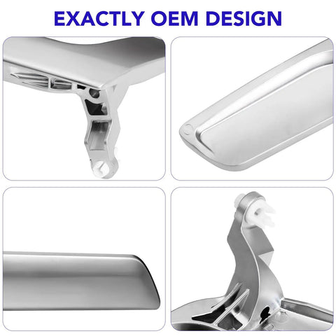 Close-up views of Mercedes Benz Interior Metal Front And Rear Left Driver Side Matte Silver Door Handle Repair Kit Fits W204 X204 models.