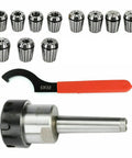 11 Piece ER32 Collet Set With MT2 Shank For Milling Machines Pro Grade Precision 0.0005 Tolerance, spanner included