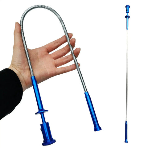 Extendable Magnetic Pickup Tool With Flexible Telescopic Pole And Bright LED Light For Easy Retrieval Of Small Parts Around The House Or Car blue
