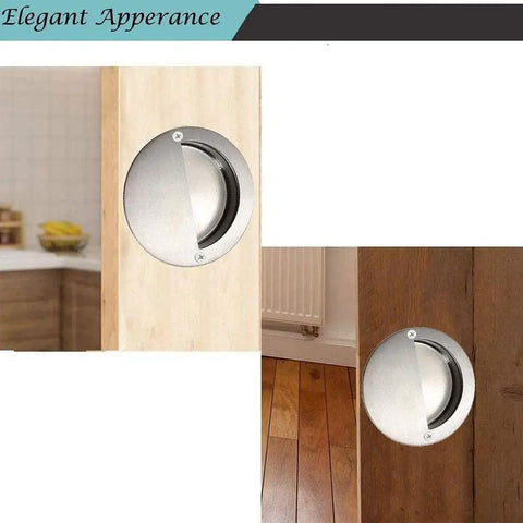 Built Tough 2 Pack Round Recessed Concealed Flush Pull Handles For Sliding Doors And Cabinets Grade 304 Stainless Steel Inset Finger Grips With Killer Smooth Edges And Screws