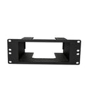 Heavy Duty 2U Rack Mount Shelf For 10 Inch Server Bracket, black metal structure with textured surfaces for secure gear placement.