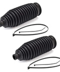 Two Piece Beefed Up Steering Rack And Pinion Boots Kit For Honda Pilot 2009 2013 And Lexus Es300 Es330 Es350 Rx330 Rx350 Rx450h 2002 2015 Replacement Bellows With Cable Ties visible with two black bellows and cable ties.