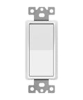 Four Way Decorator Paddle Rocker Light Switch With Clamp Down Wiring Copper Terminals Grounding Screw Residential Grade 15A 120V And 277V UL Listed White Shallow Body Design For Easy Install Fits Standard Junction Boxes Break Off Plaster Ears